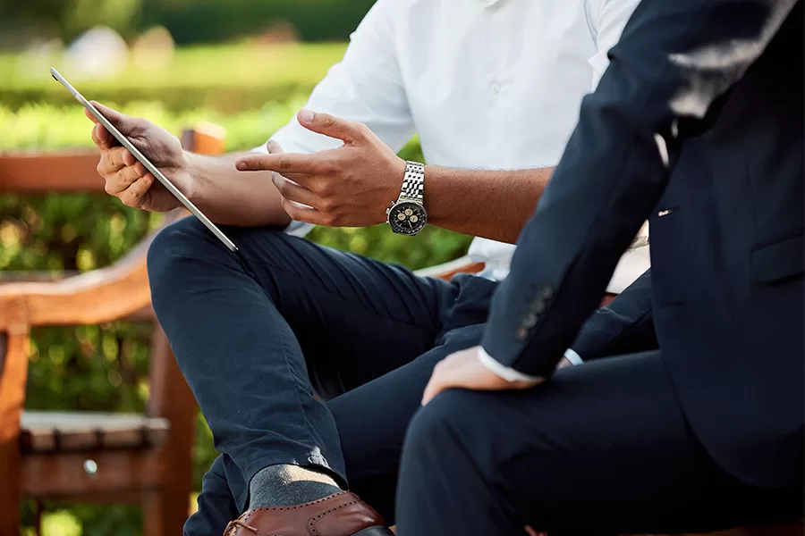 People having a Discussion Outdoors